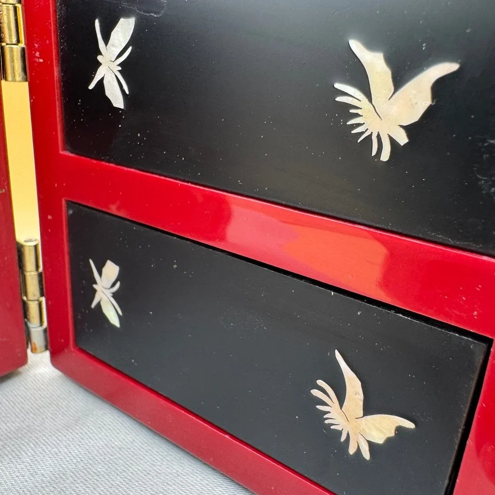 Vintage Korean Najeonchilgi Style Jewelry Box 4 Drawers Phoenix Mother of Pearl